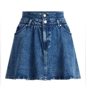 Scoop Women's Denim Mini Skirt with Double Waistband, Sizes 10”